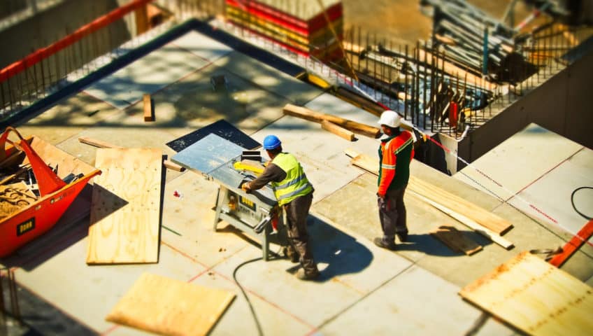 Construction workers on a job site